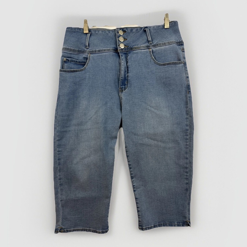 Dolly Pirate Capri Jeans Womens 12 (32x16) Cropped Stretch High Rise Medium Wash